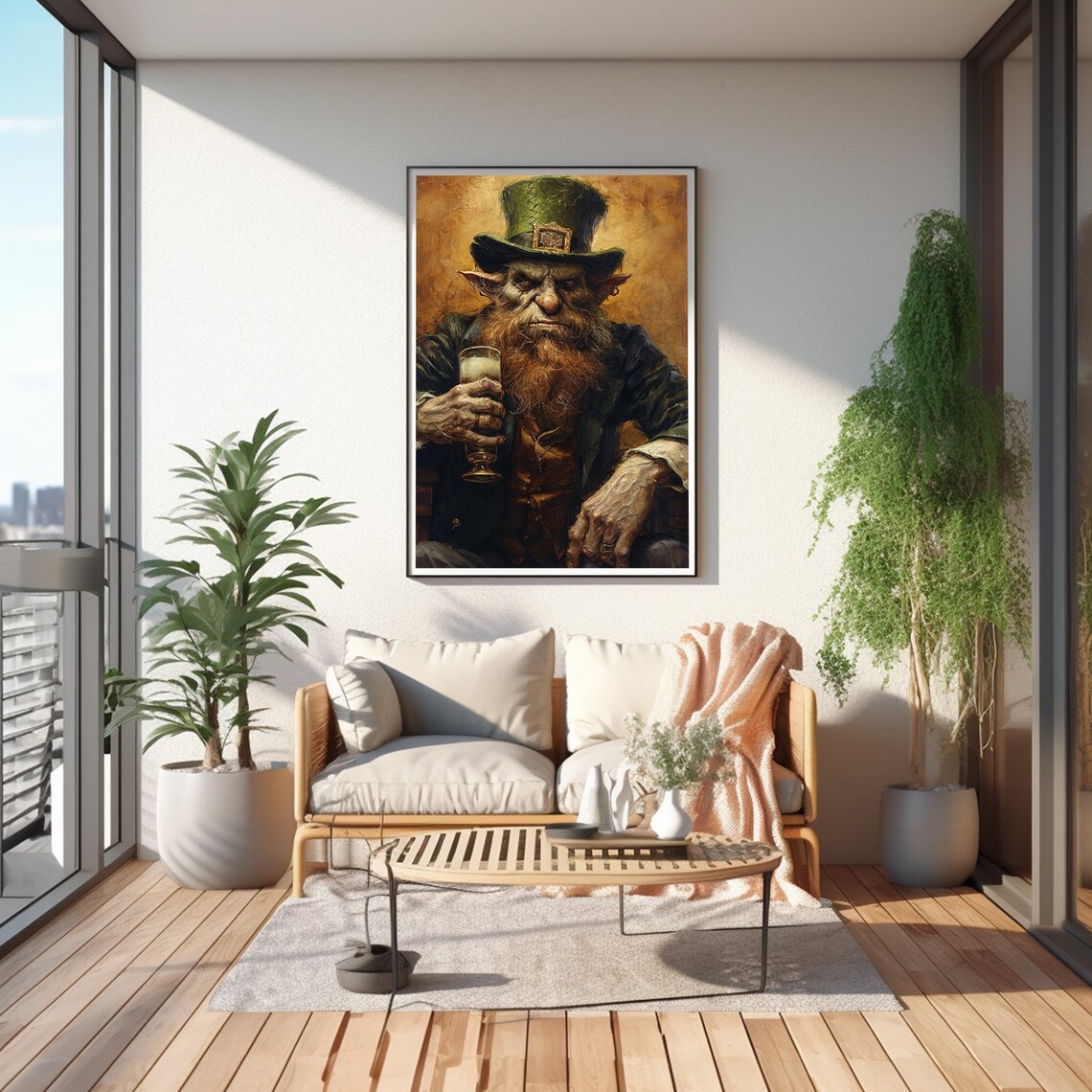 Stern Leprechaun Holding Beer Moody Dark Irish Portrait St Patricks Day Poster - Image 5