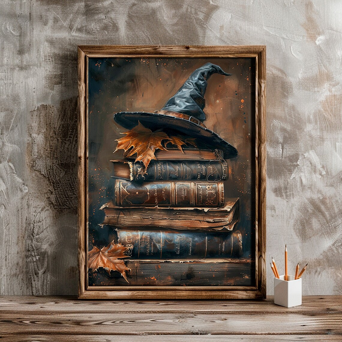 Witch Book Stack Painting, Cottagecore Halloween Art Print - Image 4