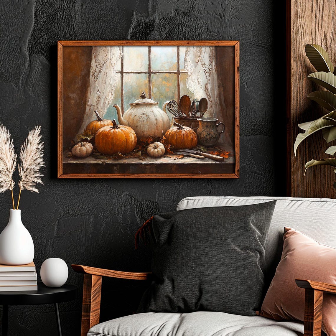 Fall Kitchen Wall Art Thanksgiving Pumpkin Painting Moody Vintage Rustic Fall Prints Thanksgiving Decor Autumn Wall Art - Image 4