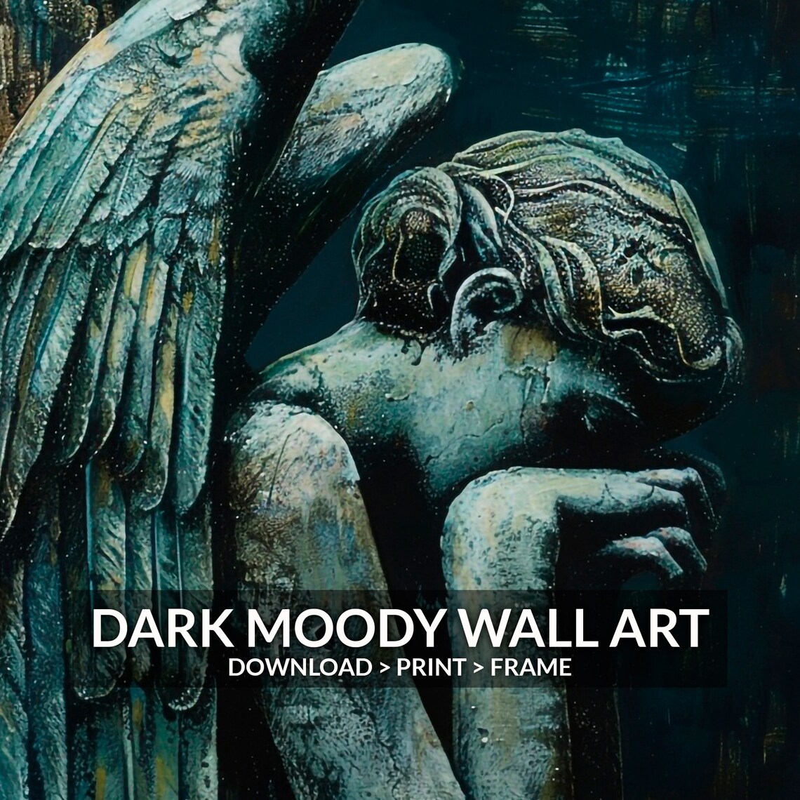 Dark Angel Art Print, Gothic Dark Academia Decor - Image 2