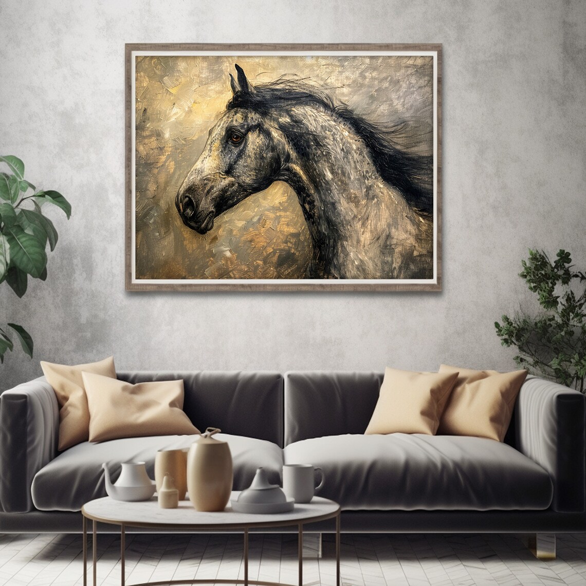 Horse Head Portrait Expressive Equestrian Oil Painting Art Poster - Image 2