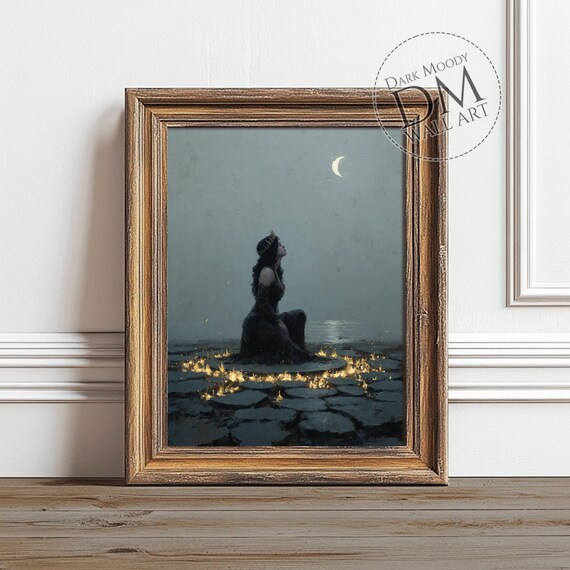 Witch Ritual Wall Art Gothic Moon Magic Scene