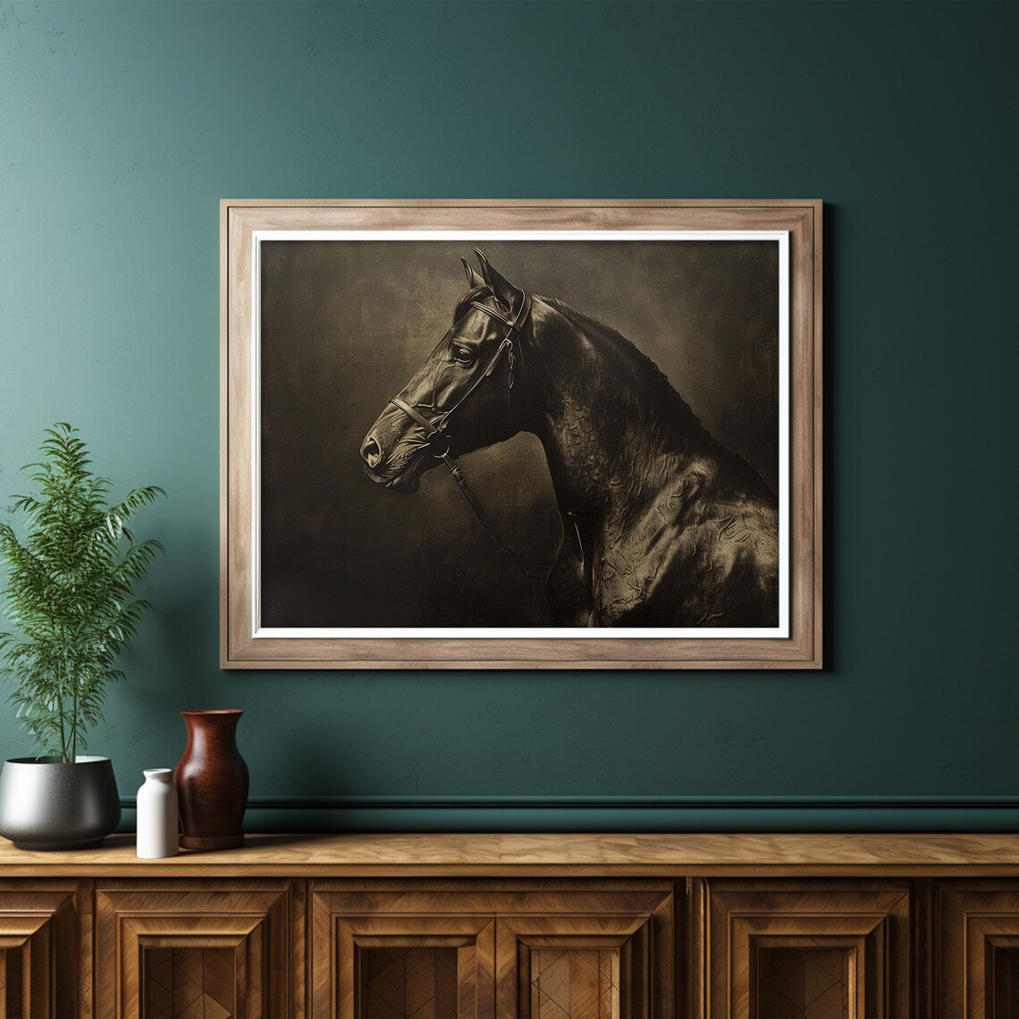 Black Horse Art Print, Moody Equestrian Wall Art - Image 6