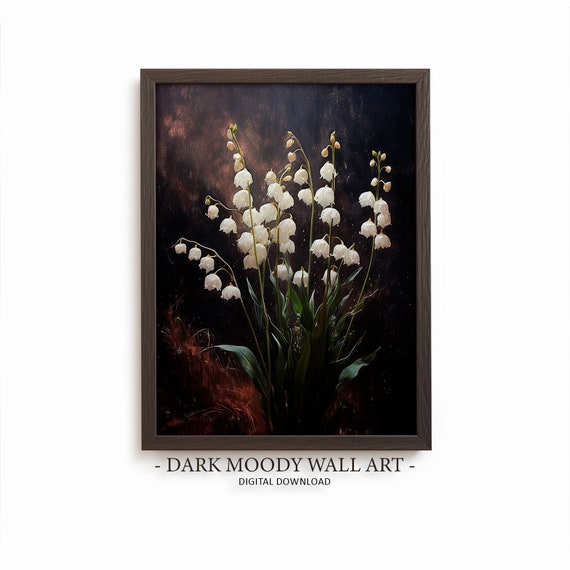 Lilies Of The Valley Dark Moody Floral Art Print