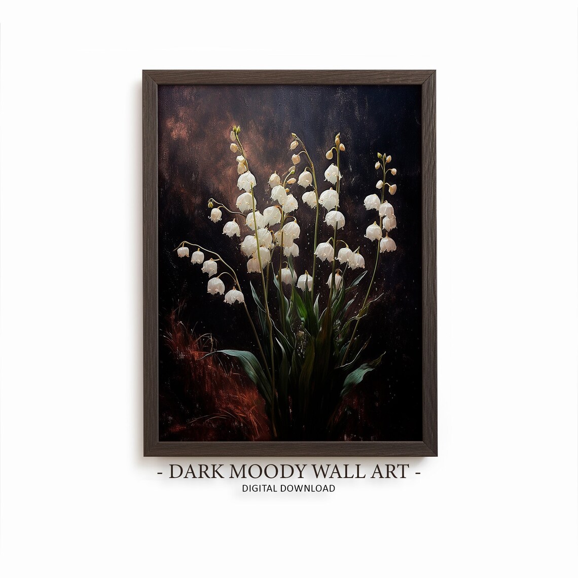 Lilies Of The Valley Dark Moody Floral Art Print