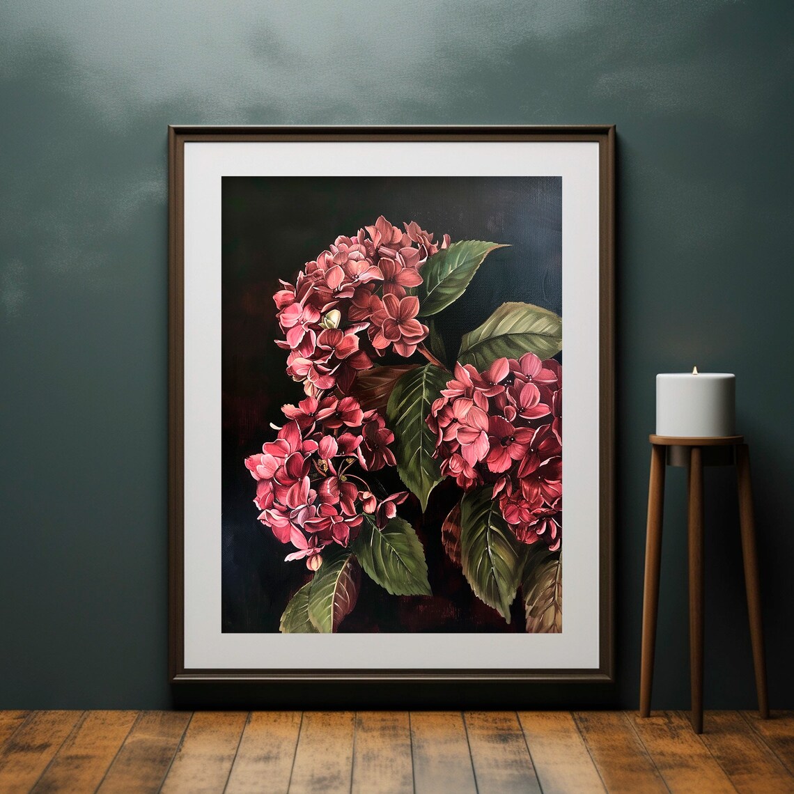 Burgundy Hydrangea Painting Print, Dark Academia Floral - Image 6