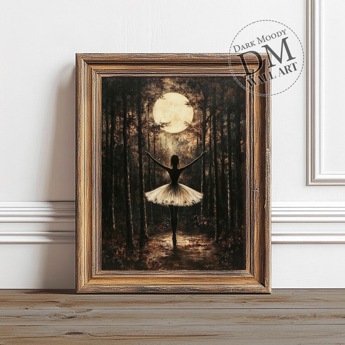 Moonlight Ballerina Gothic Dance Forest Portrait Art Print