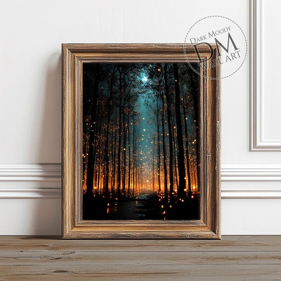 Firefly Forest Night Gothic Landscape Art Print