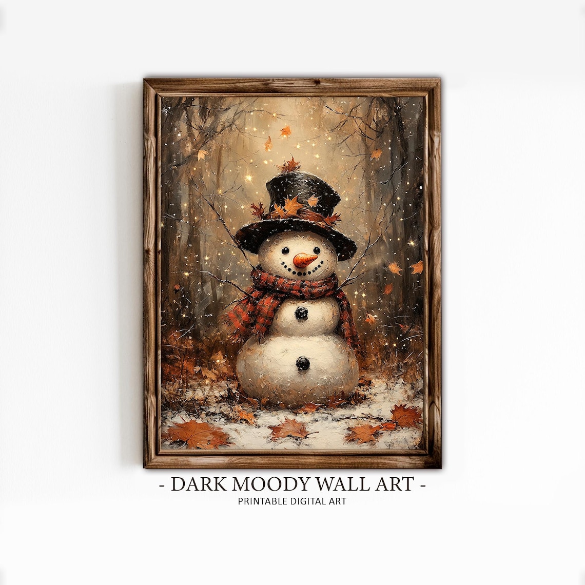 Rustic Snowman Vintage Christmas Art Print