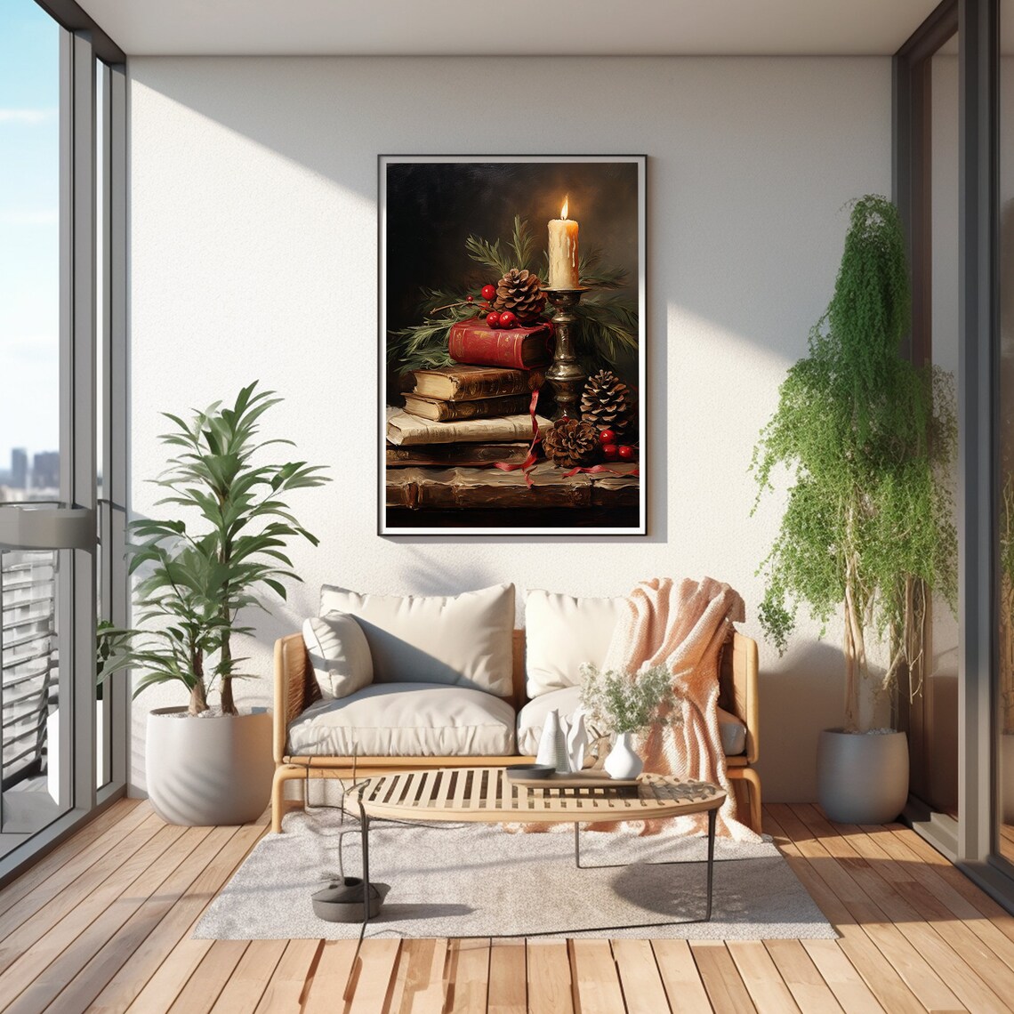 Rustic Christmas Wall Art, Vintage Holiday Art Print - Image 2