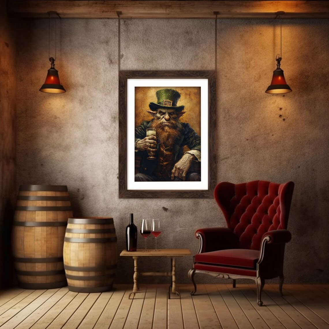 Stern Leprechaun Holding Beer Moody Dark Irish Portrait St Patricks Day Poster - Image 6