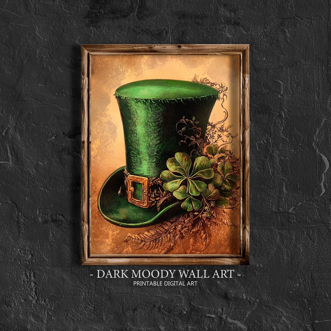 St Patricks Hat Print Vintage St Patricks Day Decor Rustic Irish Wall Art Shamrock Painting