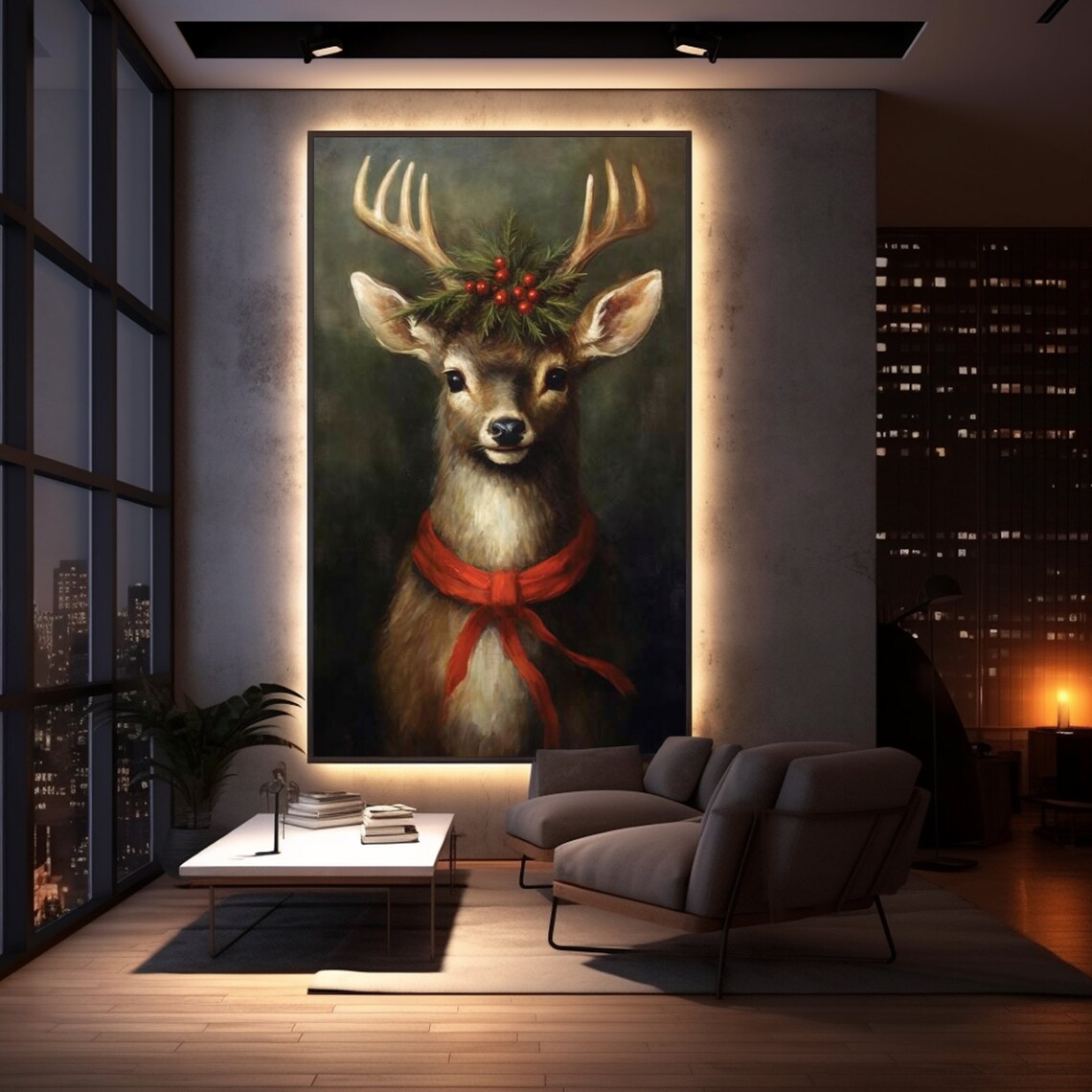 Christmas Reindeer Vintage Deer Wall Art Print - Image 5