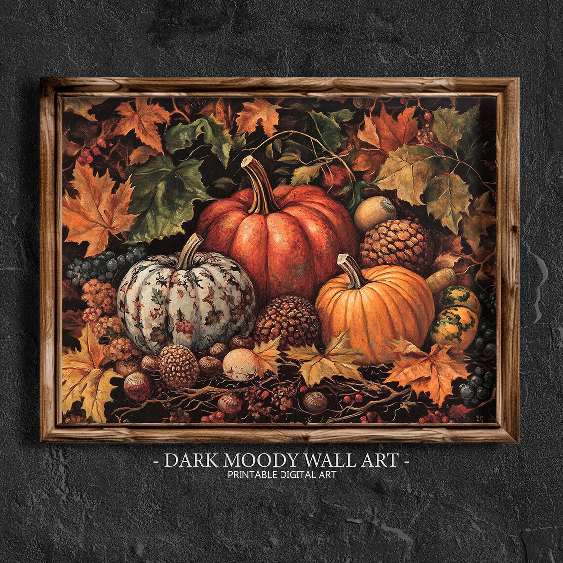 Fall Pumpkin Wall Art, Rustic Vintage Autumn Print