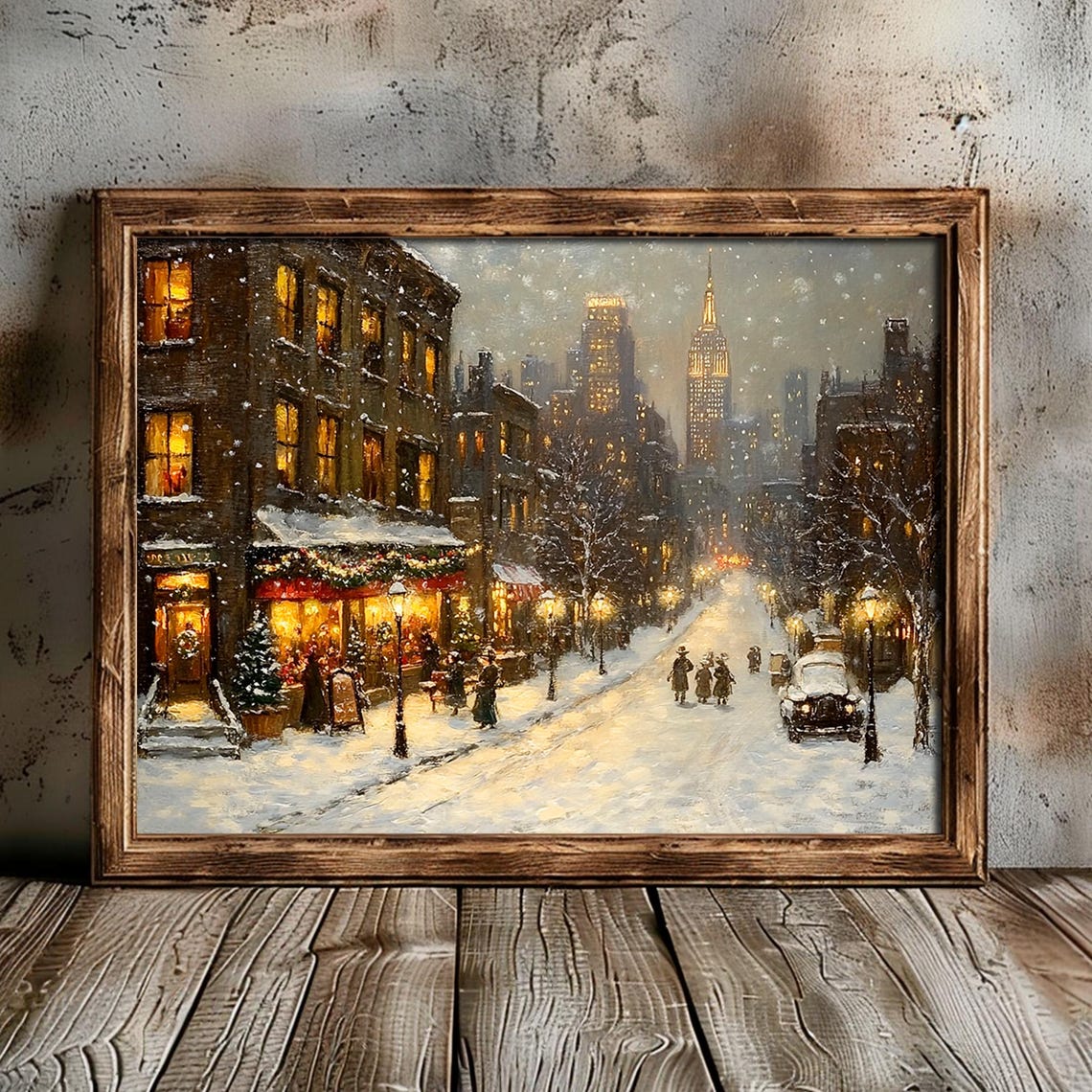 Victorian City Street Glowing Shops Snowy Evening Walk Poster - Image 4