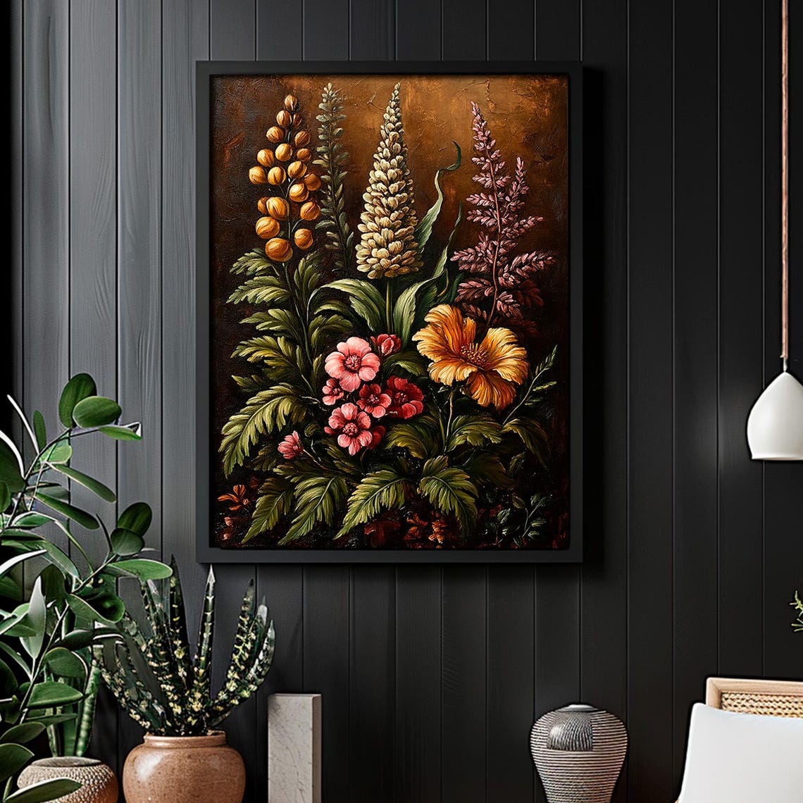 Vintage Wildflower Bouquet Meadow Blooms Moody Botanical Poster - Image 6