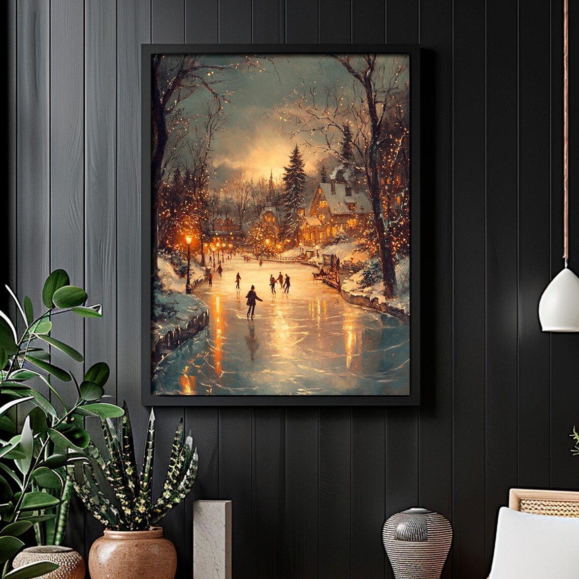 Winter Town Vintage Christmas Wall Art, Farmhouse - Image 6