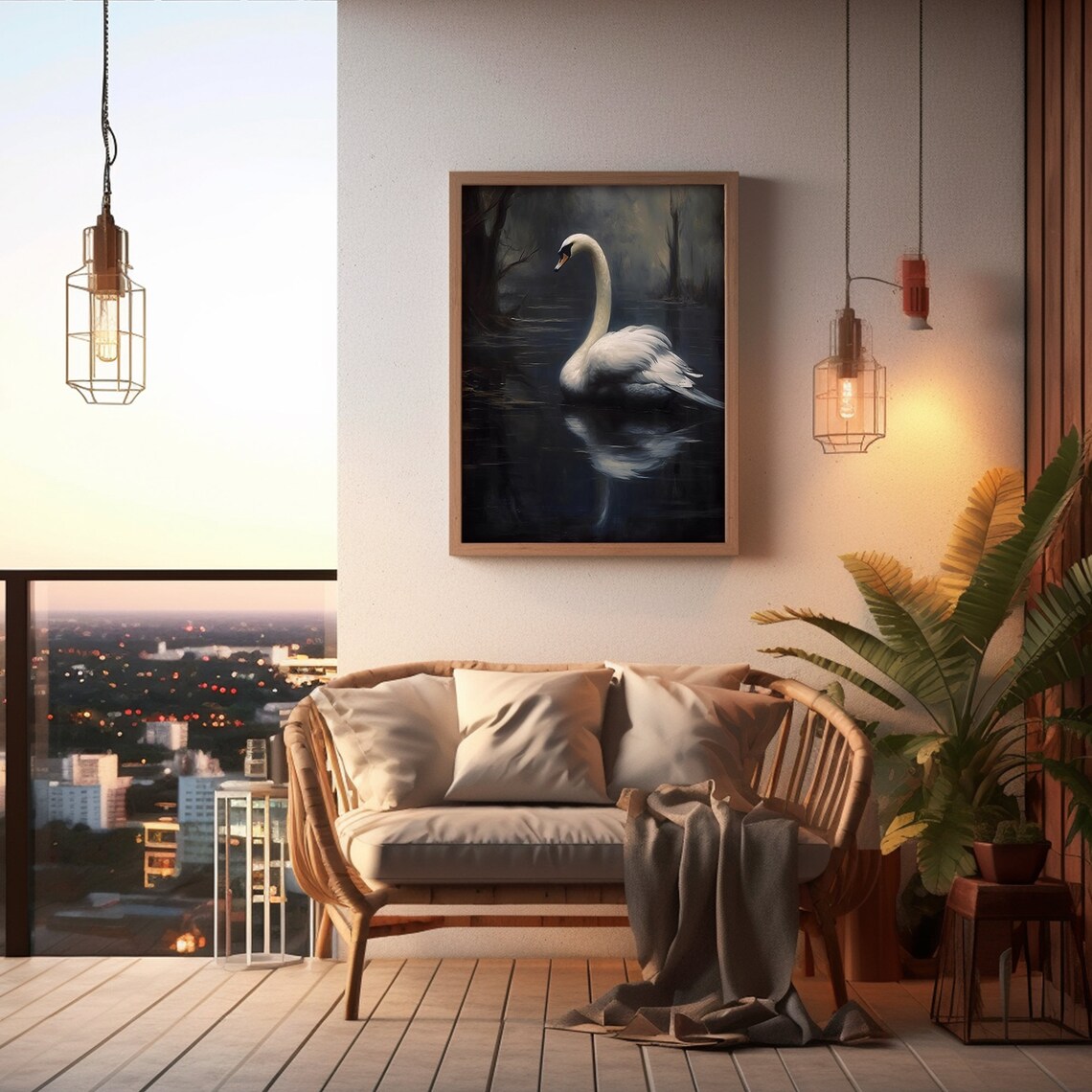 Antique White Swan Painting Dark Moody Wall Art Vintage Bird Print Dark Academia Decor Animal Oil Painting - Image 4