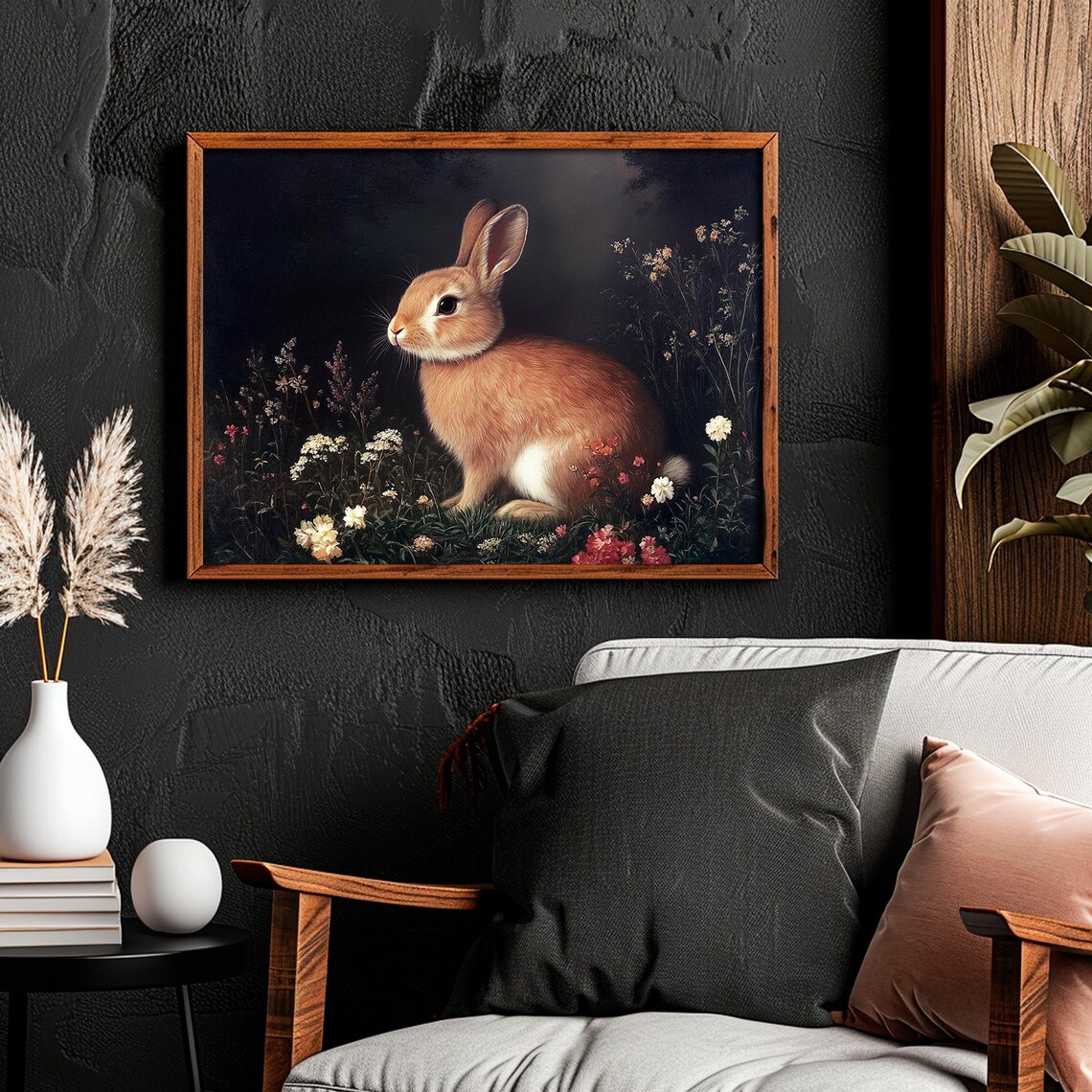 Antique Bunny Rabbit Print, Vintage Wildflower Decor - Image 4