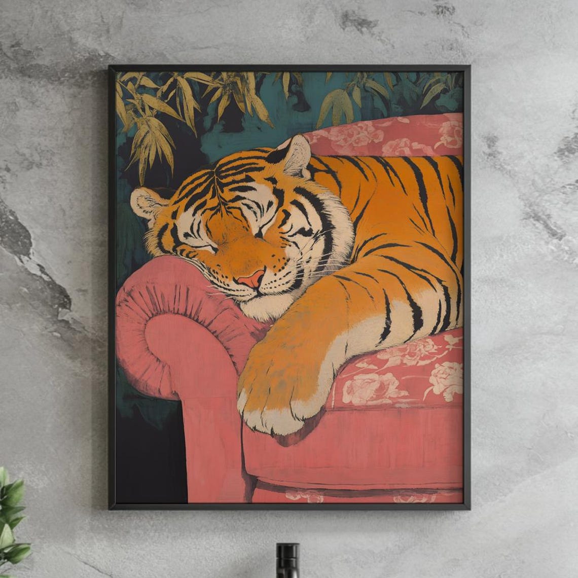 Sleeping Tiger Ukiyo-e Japanese Style Art Print