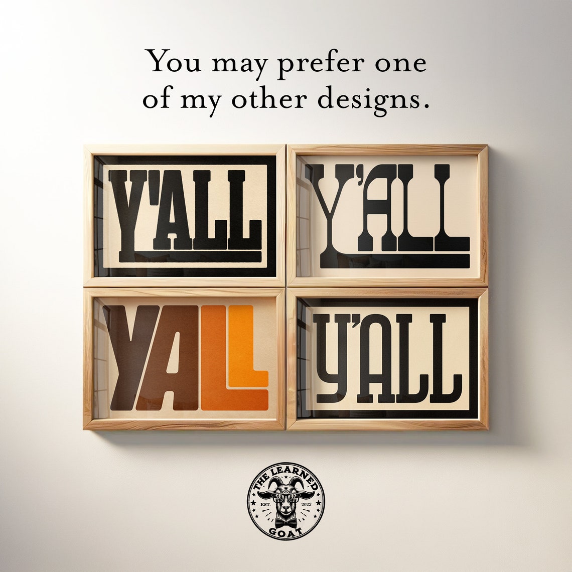Vintage Yall Retro Typography Western Black And Gold Wall Poster - Image 4