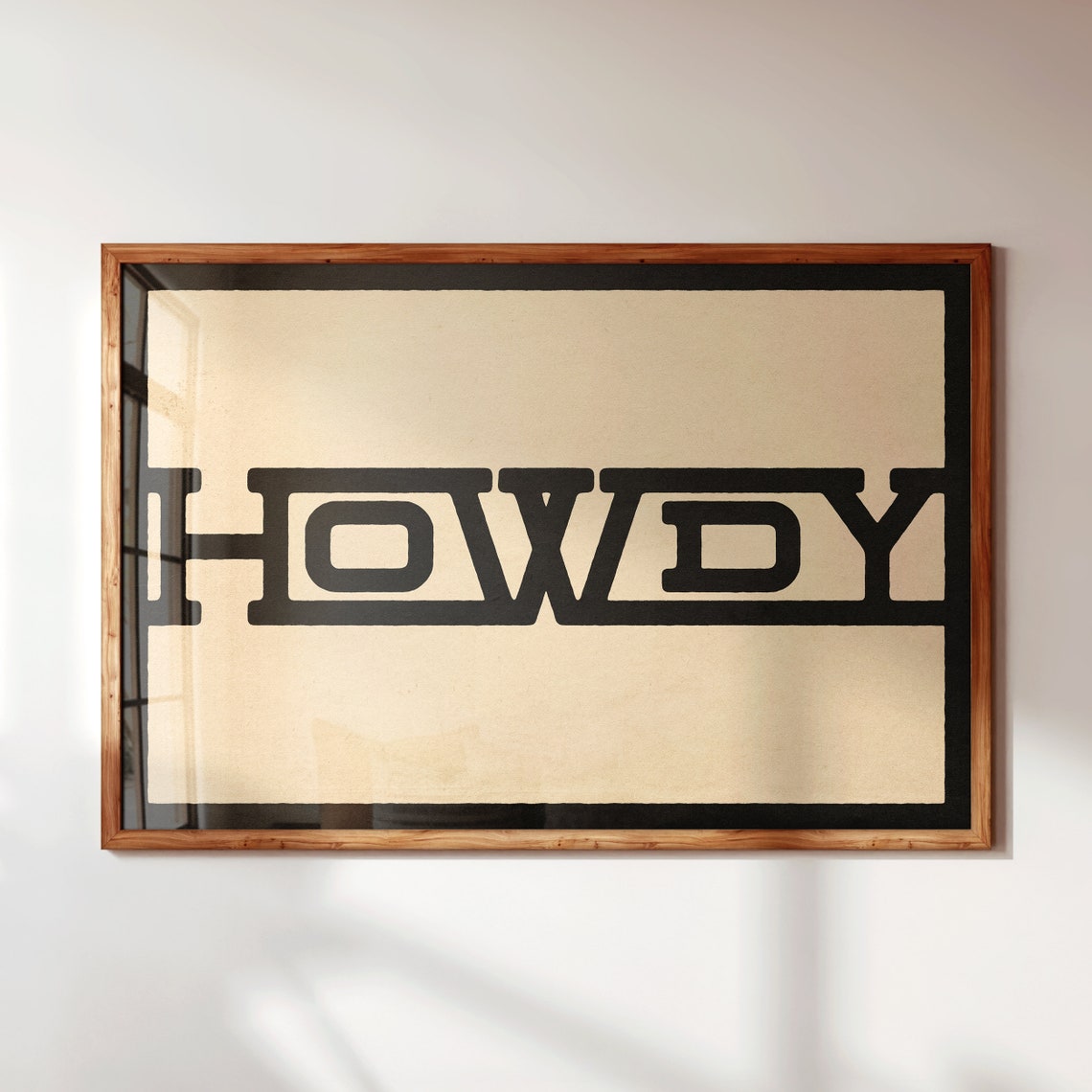 Howdy Outlined Black Kraft Minimalist Western Greeting Poster - Image 2