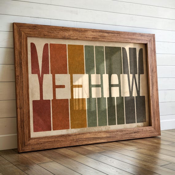Instant Yeehaw Typography Print Western Rustic Wall Art Southwestern Yeehaw Poster Farmhouse Decor Cowboy Sayings Art