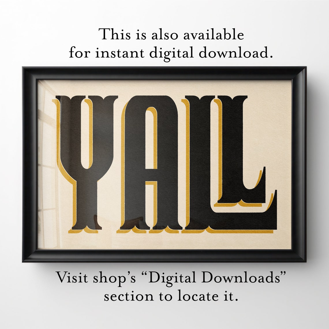 Yall Black Gold Drop Shadow Western Typography Vintage Poster - Image 4