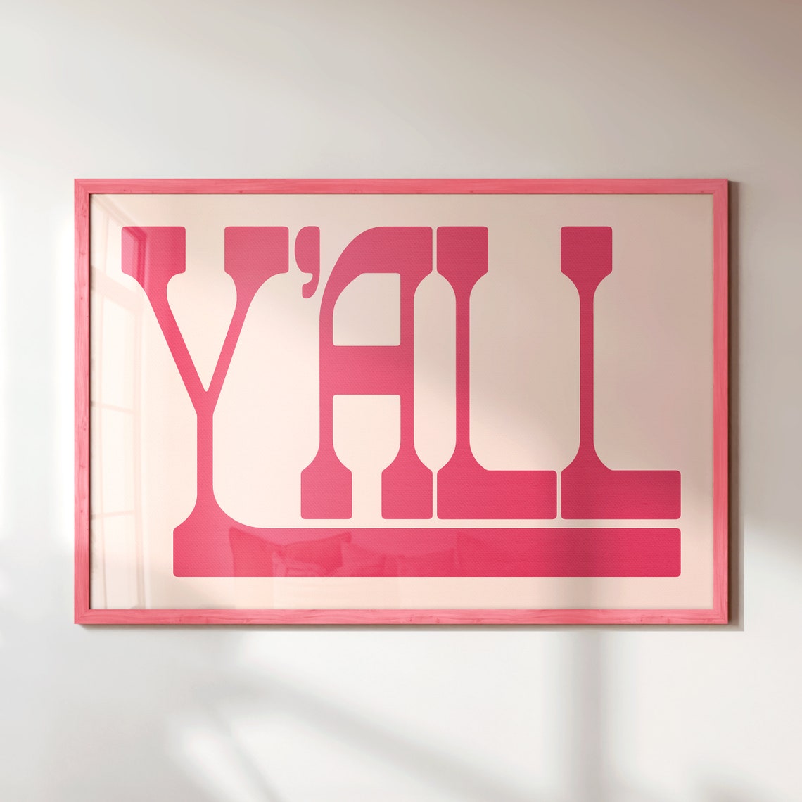 Yall Coral Pink Underline Bar Modern Western Typography Poster - Image 2