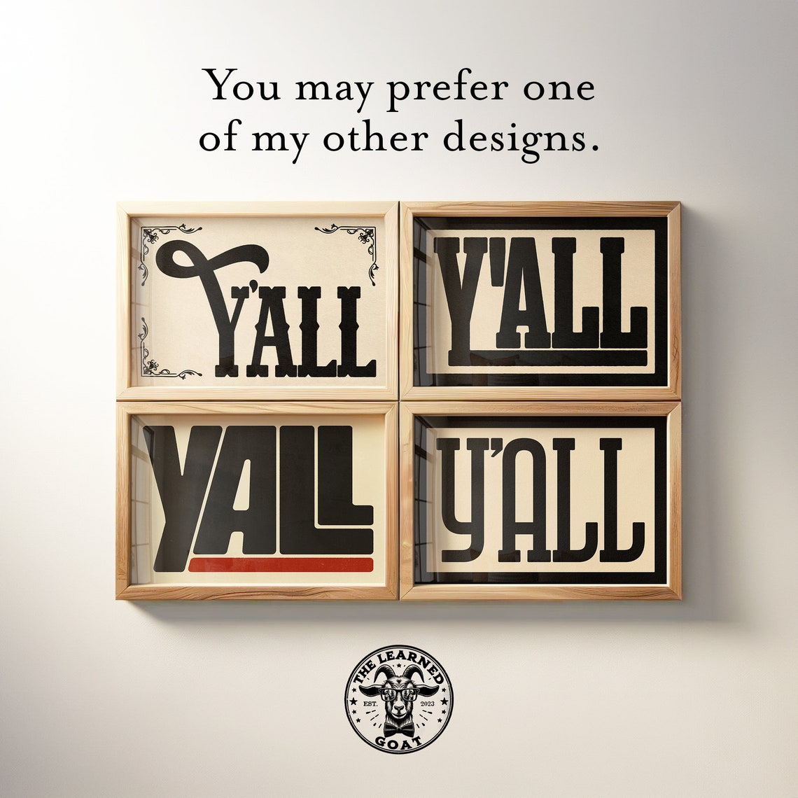 Yall Western Brown Script Vintage Corner Flourish Wall Poster - Image 4
