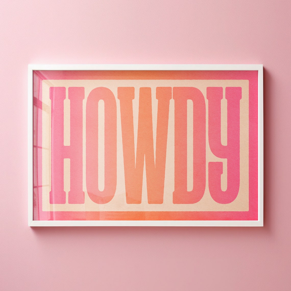 Howdy Pink Orange Gradient Sunset Typography Modern Wall Poster