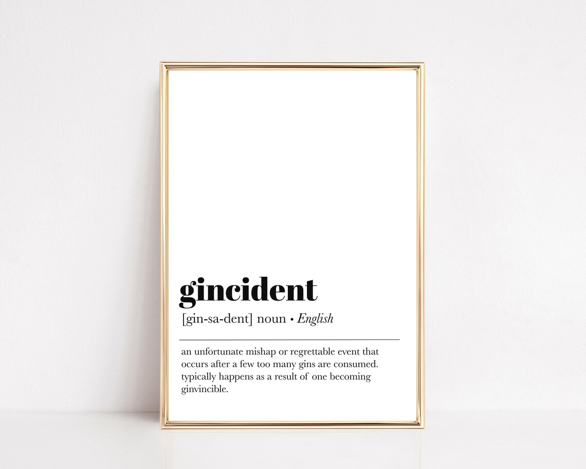 Gincident Definition Gin Print, Modern Bar Art