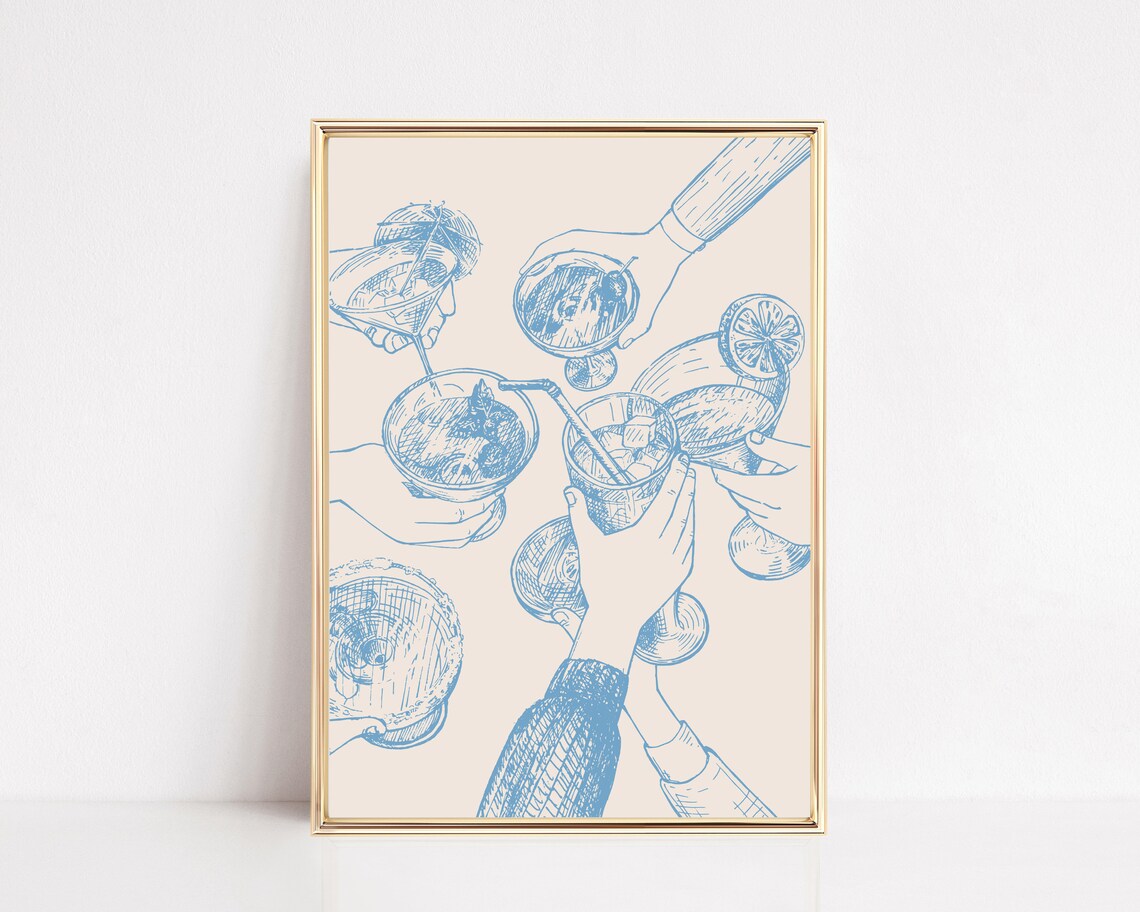 Cheers Print Bar Cart Decor, Aesthetic Wall Art - Image 2