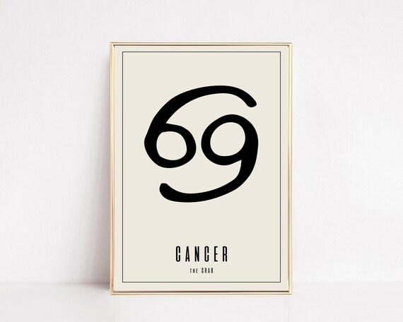 Cancer Zodiac Sign The Crab Bold Astrology Symbol Minimalist Wall Art