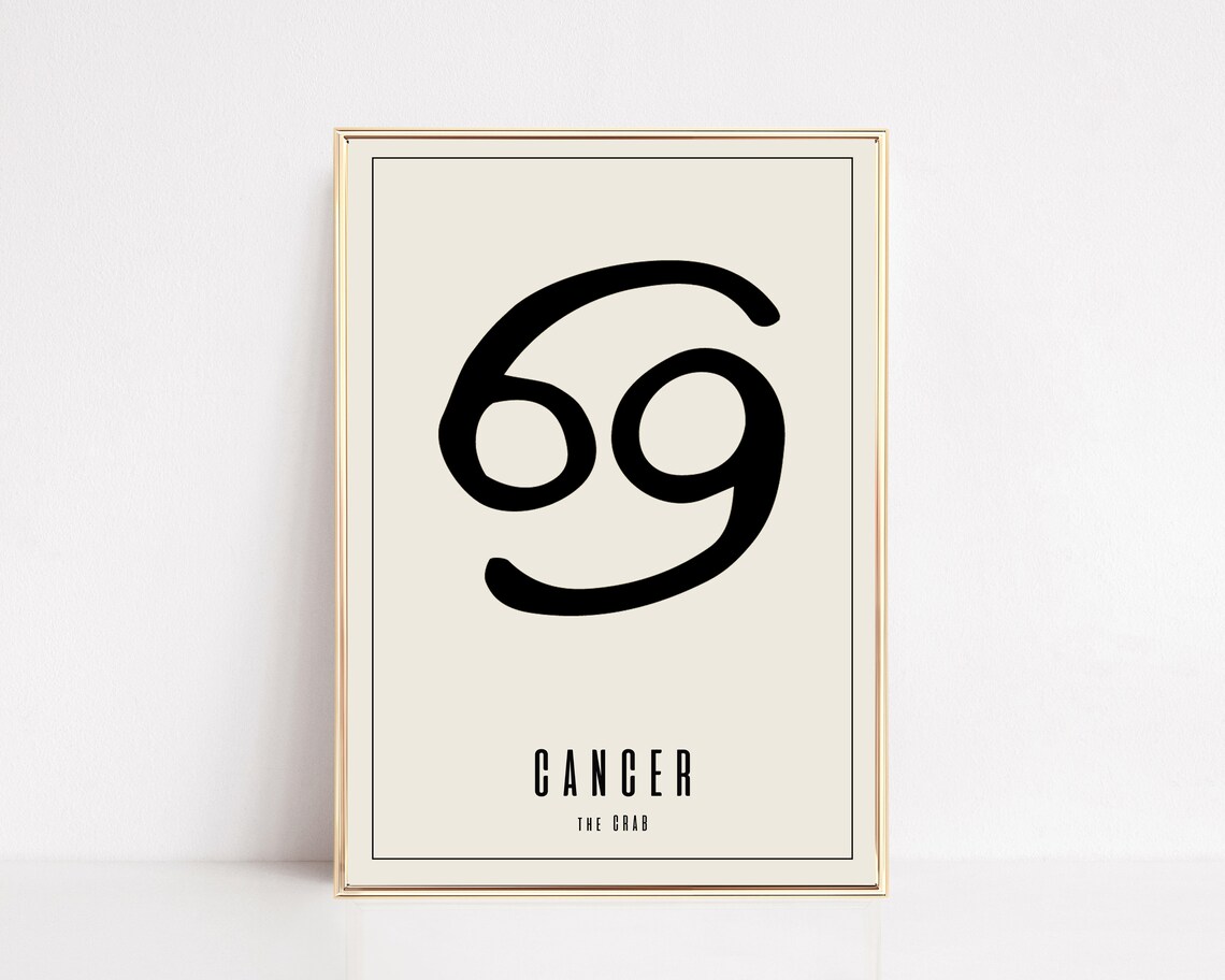 Cancer Zodiac Sign The Crab Bold Astrology Symbol Minimalist Wall Art