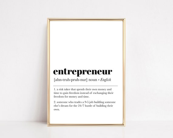 Entrepreneur Definition Wall Art Office Wall Art Entrepreneur Gift Inspirational Quote Prints Office Decor