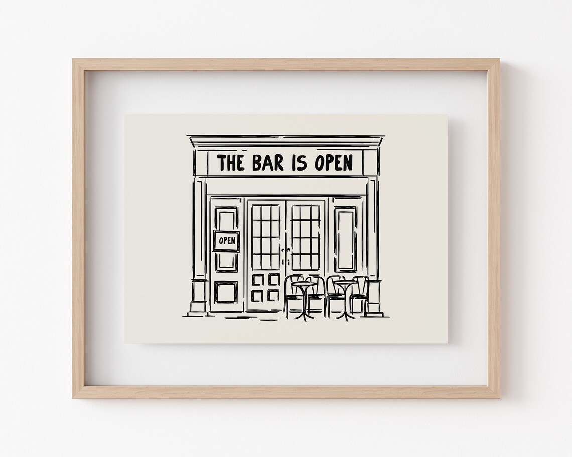 Bar Cart Vintage Bar Cart Decor Art Print - Image 2