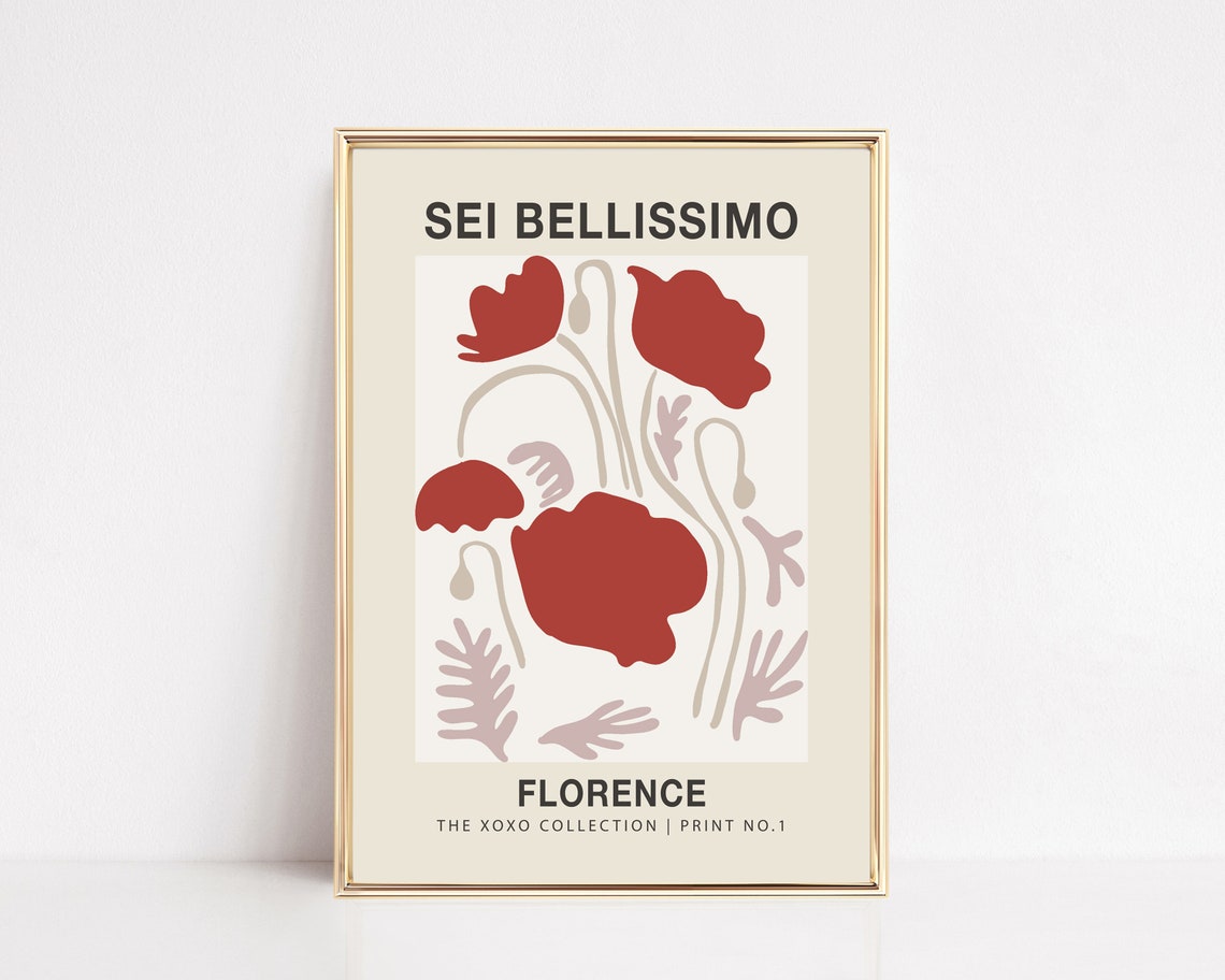 Sei Bellissimo Florence Red Poppy Flower XOXO Collection Poster