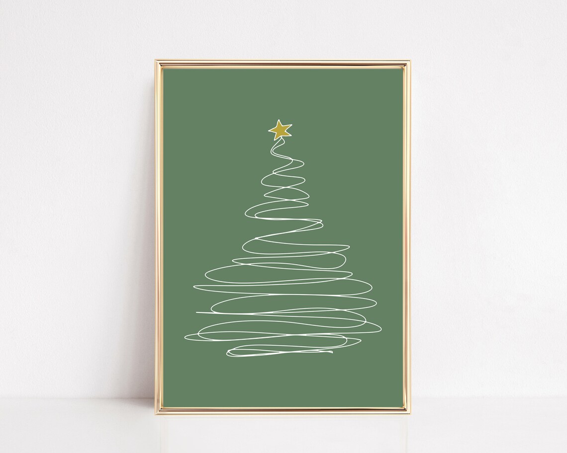 Christmas Tree Line Art Print, Holiday Wall Decor