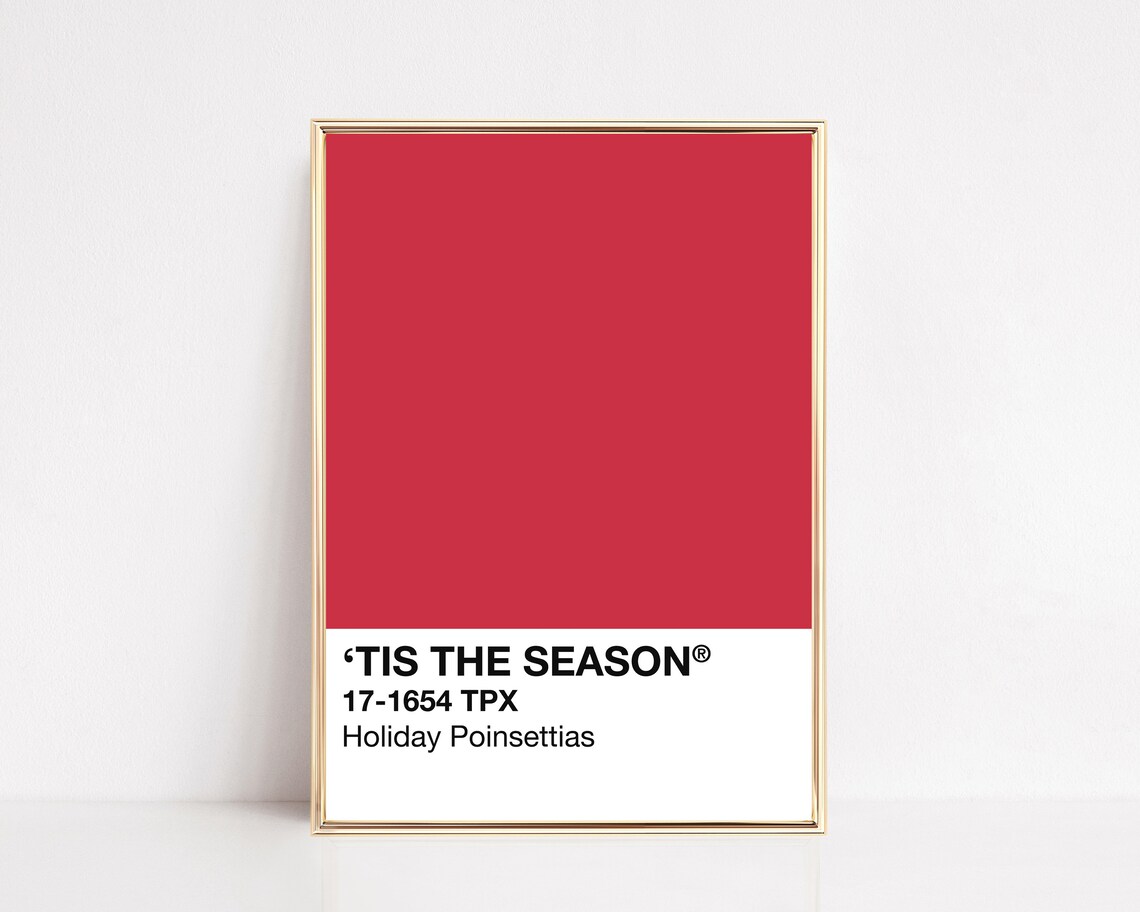 Christmas Poinsettia Print, Modern Holiday Decor