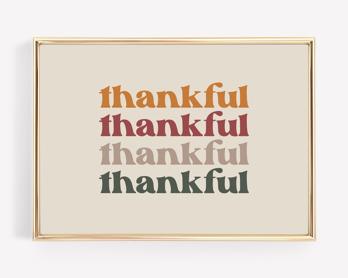 Thanksgiving Thankful Sign Art Print, Fall Decor