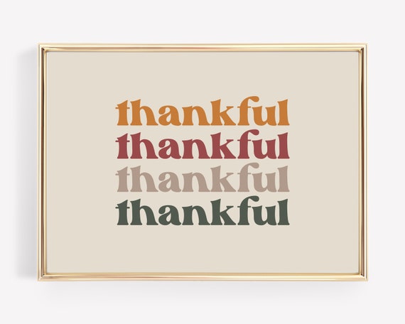Thanksgiving Thankful Sign Art Print, Fall Decor