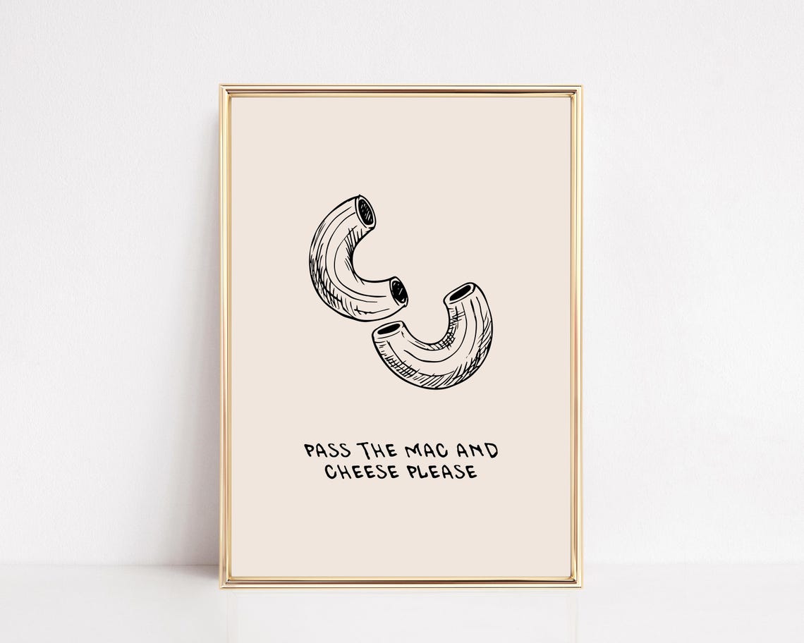 Funny Pass the Mac and Cheese Please Holiday Kitchen Dining Poster