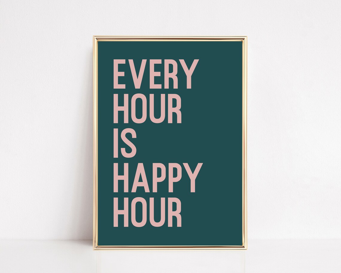 Happy Hour Bar Cart Decor Cocktail Art Print