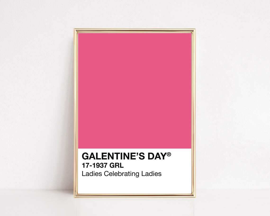 Galentine's Day Pink Pantone Swatch Ladies Celebrating Poster