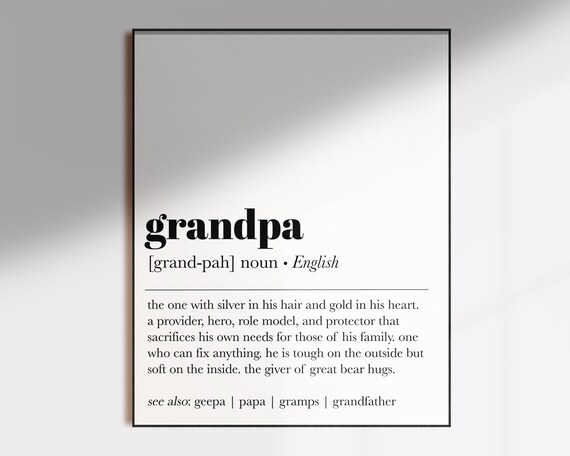 Grandpa Definition Dictionary Style Meaningful Family Poster