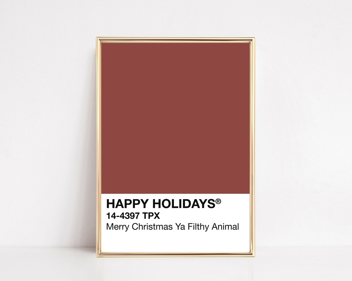 Happy Holidays Pantone Swatch Red Funny Christmas Quote Art Poster