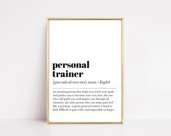 Personal Trainer Definition Art Print, Gym Office Decor