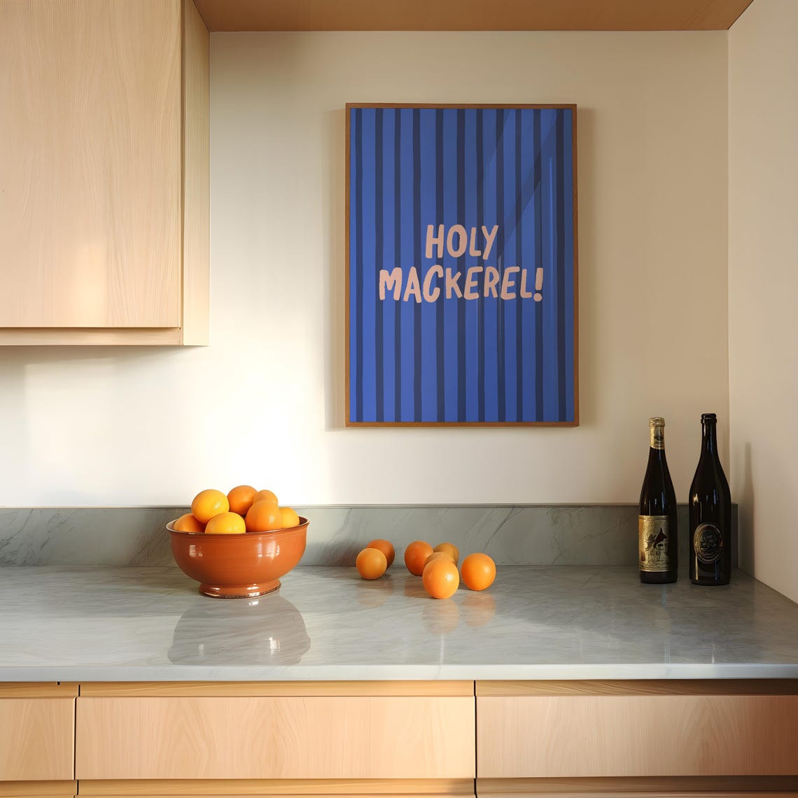 Cute Kitchen Decor Holy Mackerel Blue Wall Art Funny Kitchen Wall Art Kitchen Decor Trendy Print Kikiandnim Print - Image 2