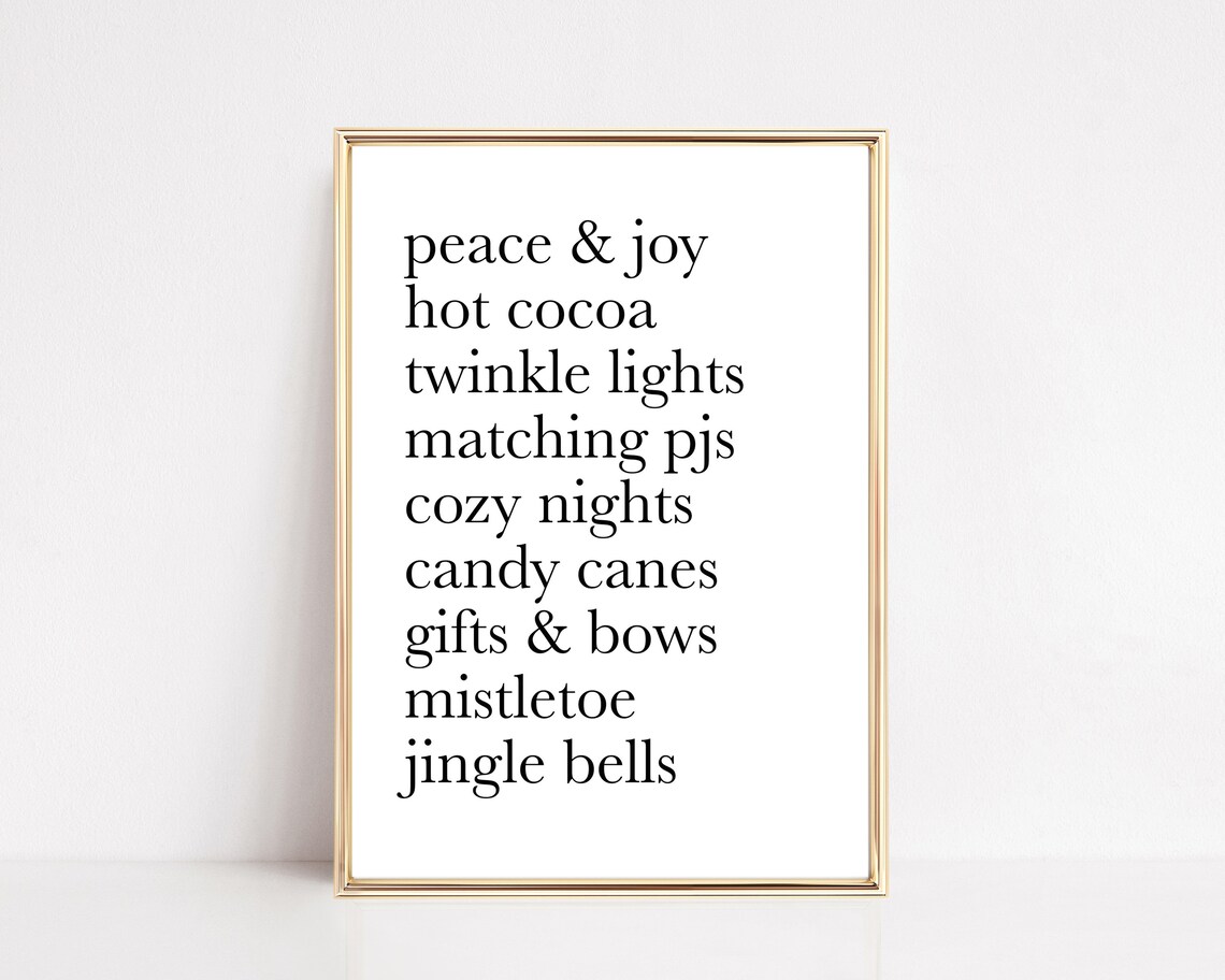 Minimalist Winter Christmas Wall Art, Holiday Art Print